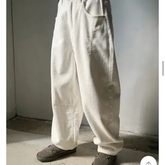 [BUNJANG] Kimahop Ivory Corduroy Wide Pants / 김아홉 36 아이보리 골덴 와이드 와이드팬츠 레이어드 블랙업