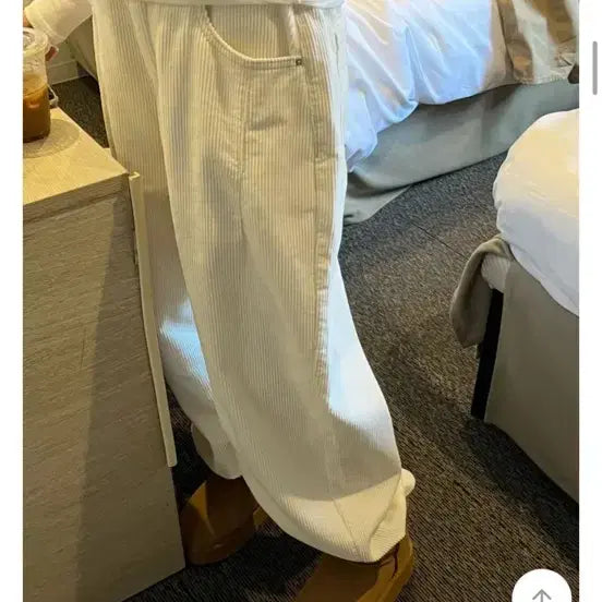 [BUNJANG] Kimahop Ivory Corduroy Wide Pants / 김아홉 36 아이보리 골덴 와이드 와이드팬츠 레이어드 블랙업