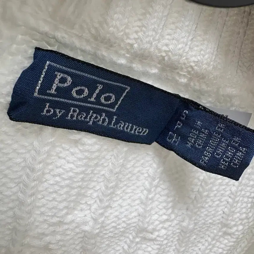 [BUNJANG] Polo Cable Knit Zip-up Sweater (White, S) / 폴로 케이블 니트 집업(화이트 색상, S 사이즈)