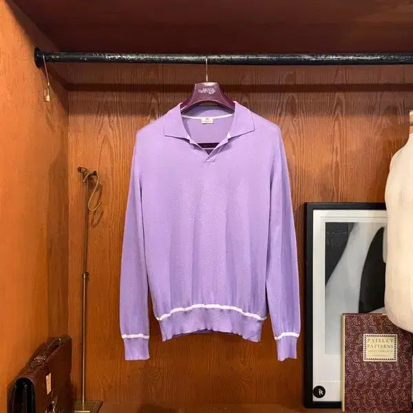 [BUNJANG] Luigi Borrelli Wool Knit Sweater Purple / 루이지보렐리 니트 105