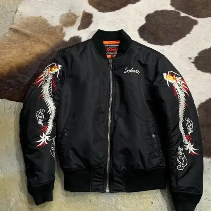 [BUNJANG] Andersson Bell Schott Dragon Embroidery MA-1 Jacket / 앤더슨벨 schott 용 자수 블랙 MA-1