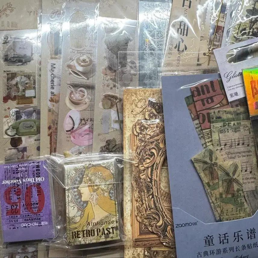 [BUNJANG] Vintage Deco Sticker Bundle Set (41 Items, Sealed) + Storage Case / 빈티지다꾸일괄처분 41종미개봉+인물스티커 보관케이스