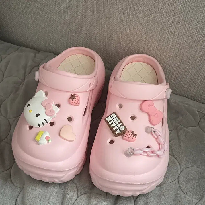 [BUNJANG] Sanrio Hello Kitty Platform Crocs / 산리오 정품 헬로키티 통굽 크록스