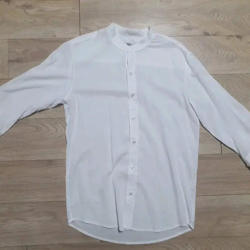 [BUNJANG] White Band Neck Long Sleeve Blouse / 화이트 밴드넥 롱슬리브 블라우스
