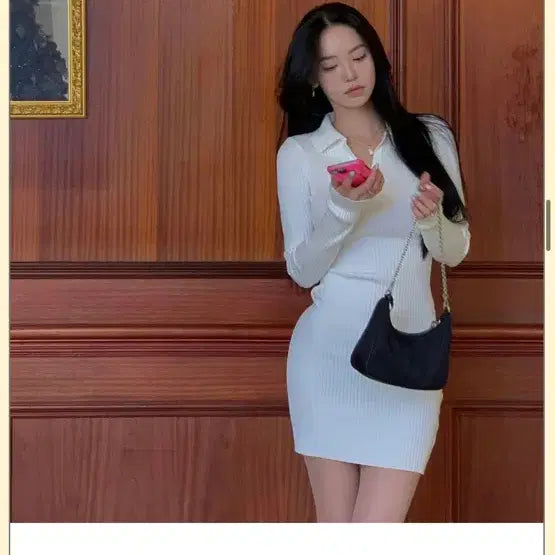 [BUNJANG] Pale Jade Ribbed Knit Dress - Ivory / 페일제이드 골지 니트 원피스 / 아이보리