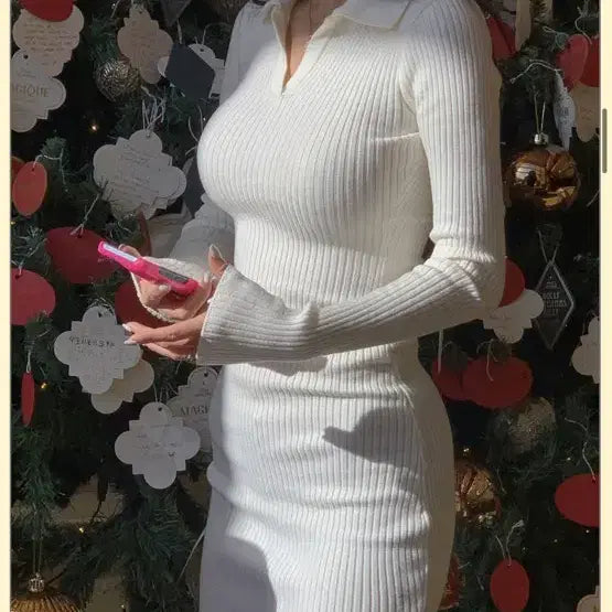 [BUNJANG] Pale Jade Ribbed Knit Dress - Ivory / 페일제이드 골지 니트 원피스 / 아이보리