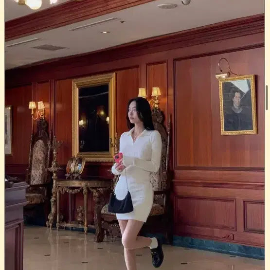 [BUNJANG] Pale Jade Ribbed Knit Dress - Ivory / 페일제이드 골지 니트 원피스 / 아이보리