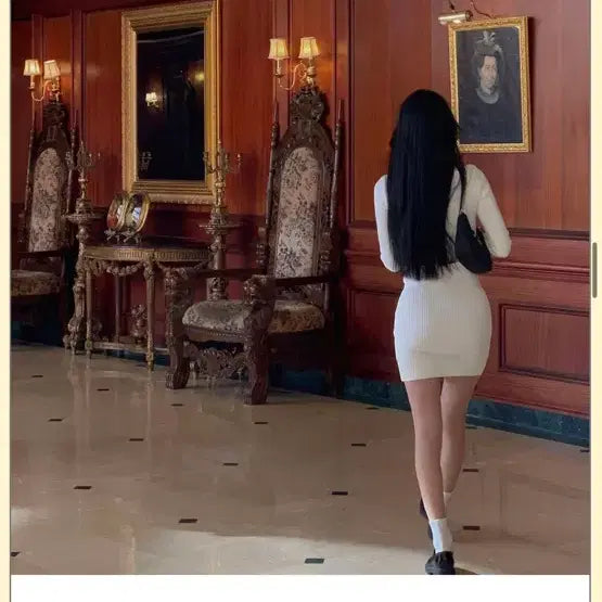 [BUNJANG] Pale Jade Ribbed Knit Dress - Ivory / 페일제이드 골지 니트 원피스 / 아이보리