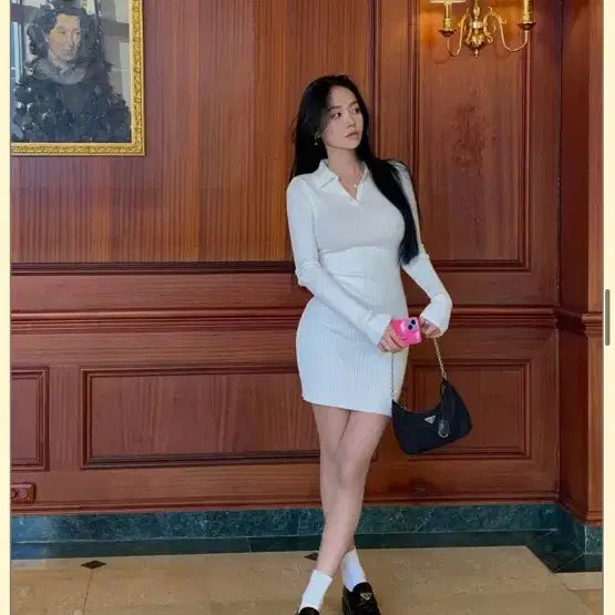 [BUNJANG] Pale Jade Ribbed Knit Dress - Ivory / 페일제이드 골지 니트 원피스 / 아이보리