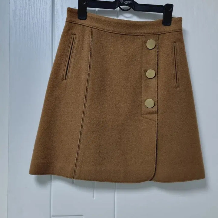 [BUNJANG] System Gold Button Point Wool Skirt / 시스템 금장 버튼 포인트 울 스커트