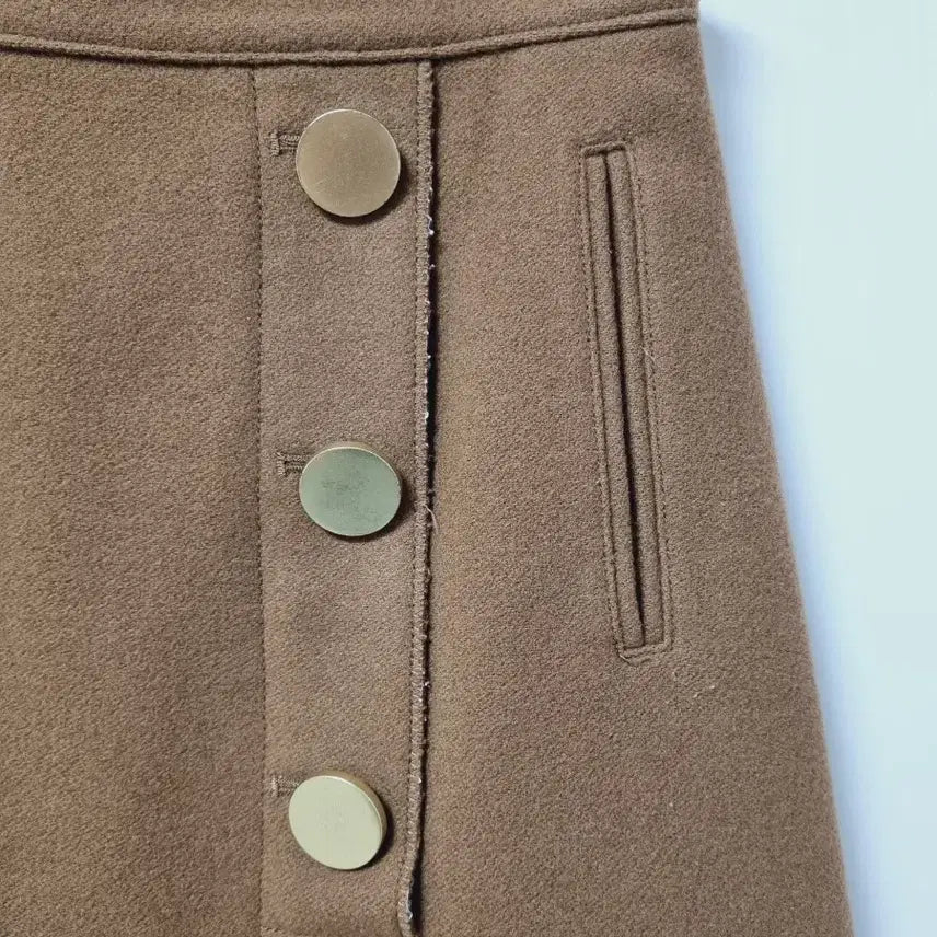 [BUNJANG] System Gold Button Point Wool Skirt / 시스템 금장 버튼 포인트 울 스커트