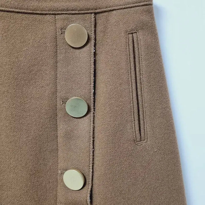 [BUNJANG] System Gold Button Point Wool Skirt / 시스템 금장 버튼 포인트 울 스커트