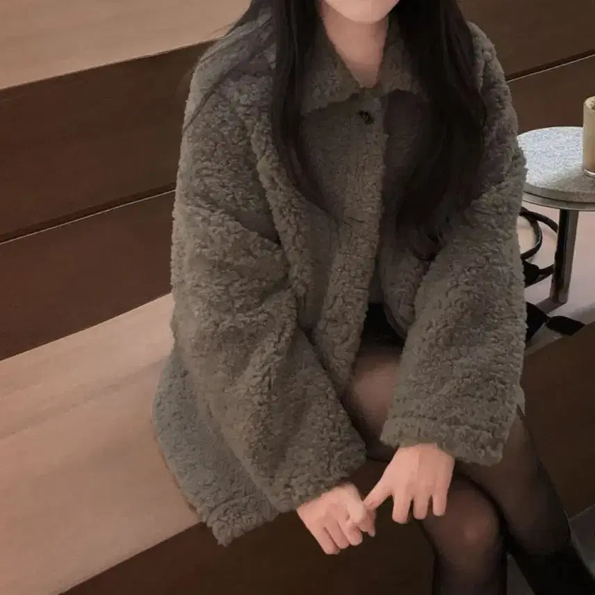 [BUNJANG] On Your January Half-Length Fur Jacket - Mocha Gray / 에이블리 온유어리 하프기장 퍼자켓 모카그레이 쿨거 택포/목걸이이벤트