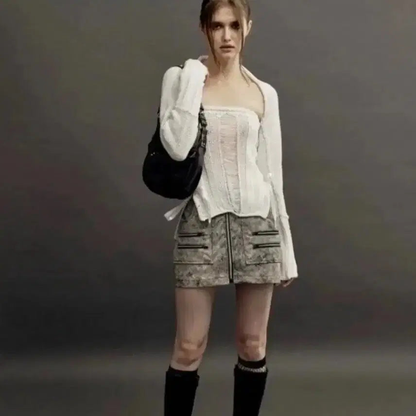 [BUNJANG] 3 Times Cotton Ribbon Top &amp; Bolero Set / 쓰리타임즈 코튼 리본 탑 + 볼레로 세트 화이트 (새상품)