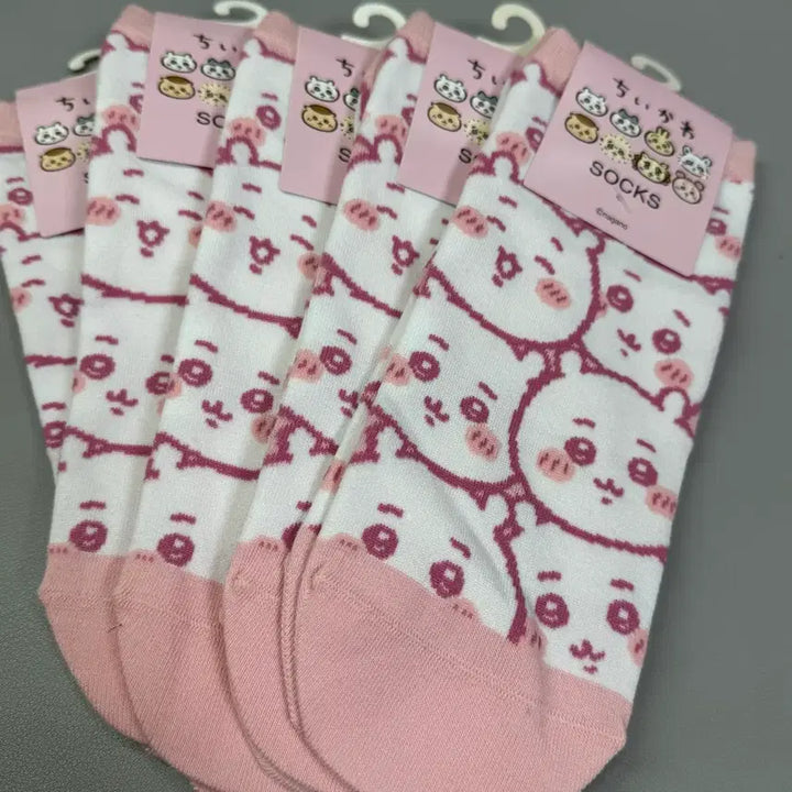 [BUNJANG] Chiikawa Pink Character Socks / 치이카와 캐릭터 양말 핑크색상
