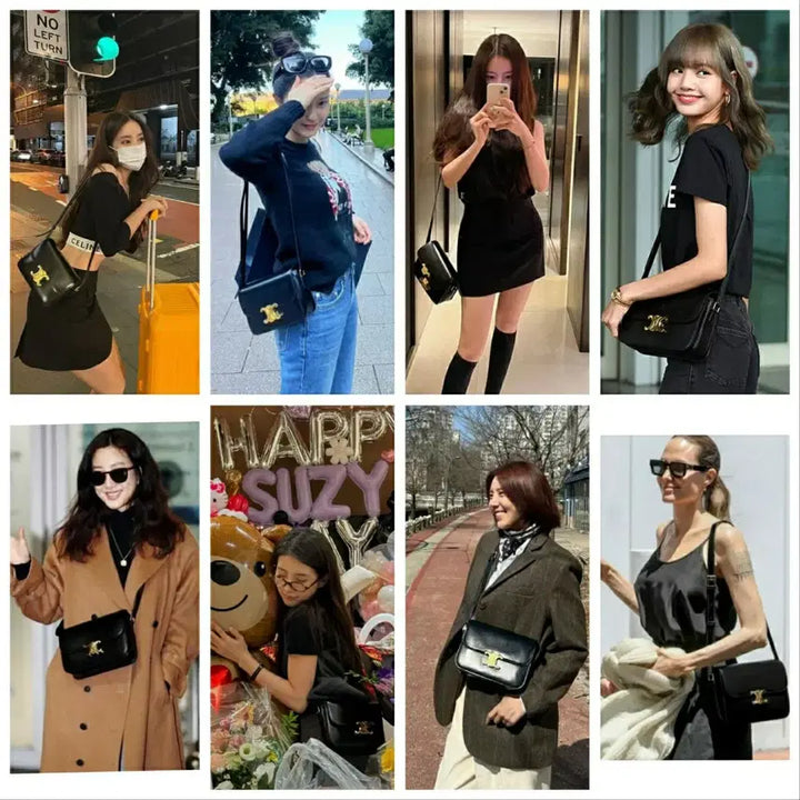 [BUNJANG] Celine Triomphe Crossbody Medium Black Bag / 정품)급처상태양호!셀린느 트리옹프 크로스백 미듐블랙 가방 백화점 영수증O