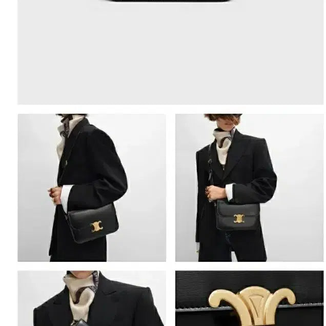 [BUNJANG] Celine Triomphe Crossbody Medium Black Bag / 정품)급처상태양호!셀린느 트리옹프 크로스백 미듐블랙 가방 백화점 영수증O