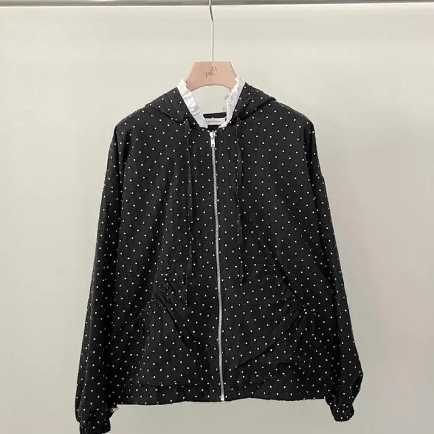 [BUNJANG] Dot Lace Hooded Jumper / 도트 레이스 후드 점퍼