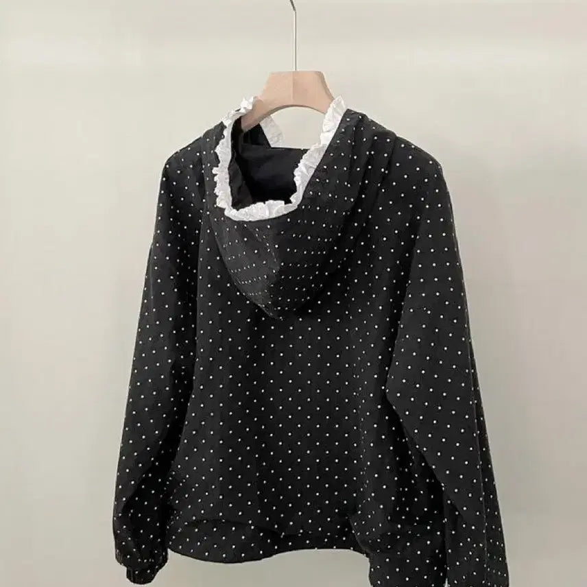 [BUNJANG] Dot Lace Hooded Jumper / 도트 레이스 후드 점퍼