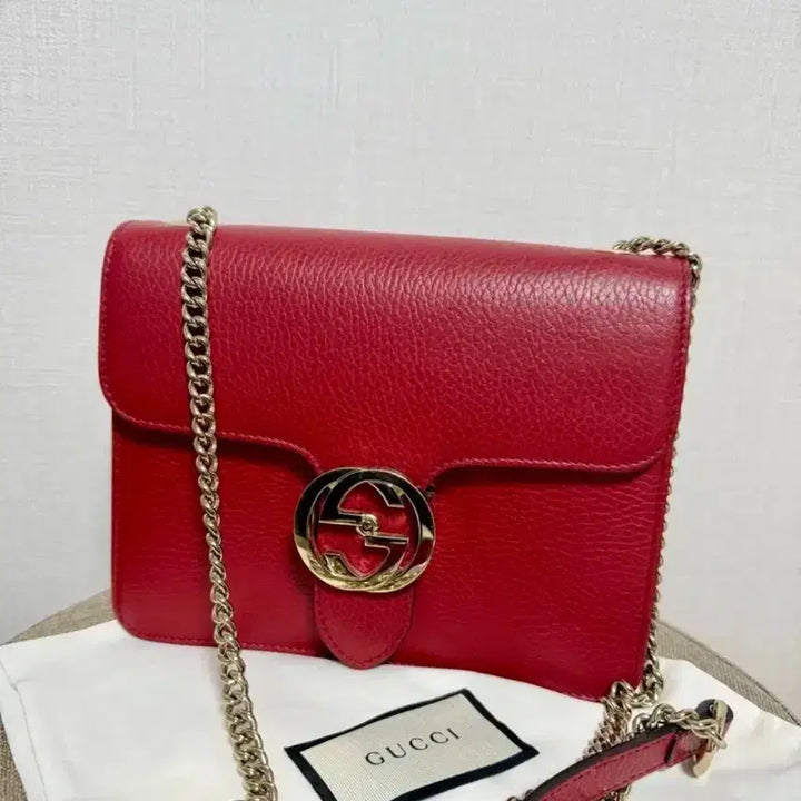 [BUNJANG] Gucci GG Interlocking Chain Shoulder Bag / 구찌 GG 인터로킹 체인 숄더백 레드