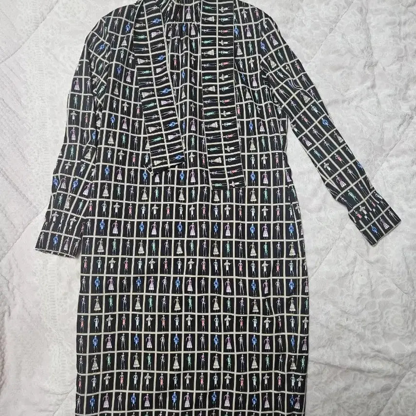 [BUNJANG] Black Patterned Long Dress / 패턴 롱 원피스 블랙