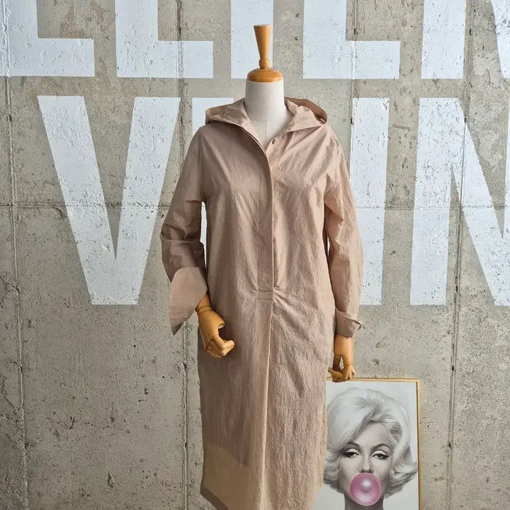 [BUNJANG] Collared Hooded Shirt Midi Dress / 고퀄)카라 후드 셔츠 미디원피스