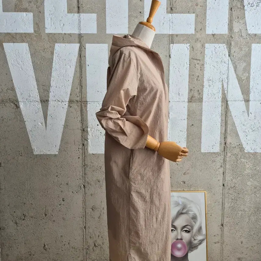 [BUNJANG] Collared Hooded Shirt Midi Dress / 고퀄)카라 후드 셔츠 미디원피스