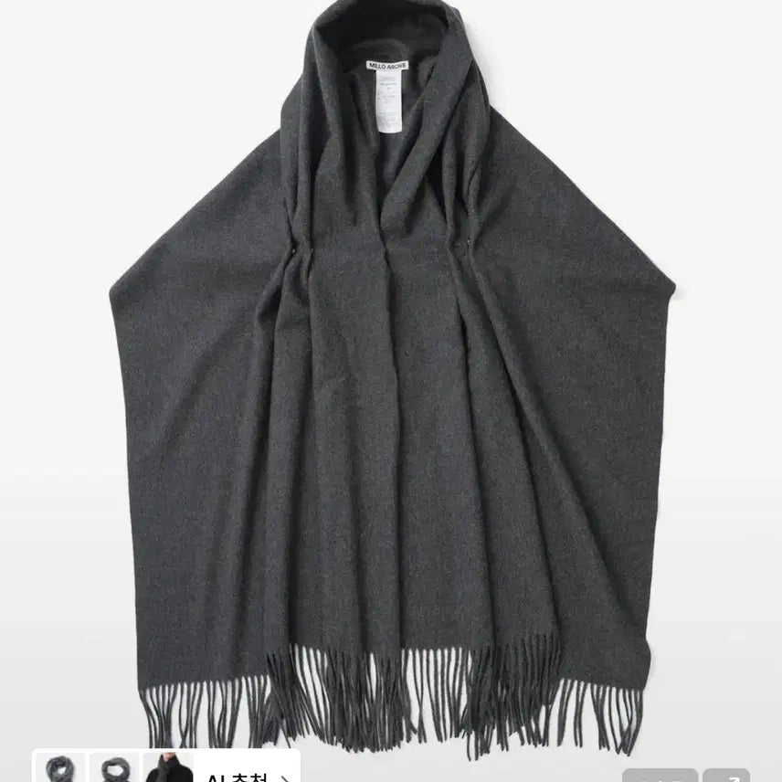 [BUNJANG] Milo Archive Charcoal Drape Scarf / 밀로아카이브 쓰리 웨이 더블 스냅 드레이프 머플러 [차콜]