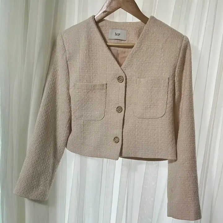 [BUNJANG] V-Neck Tweed Crop Jacket / 브이넥 트위드 크롭 자켓