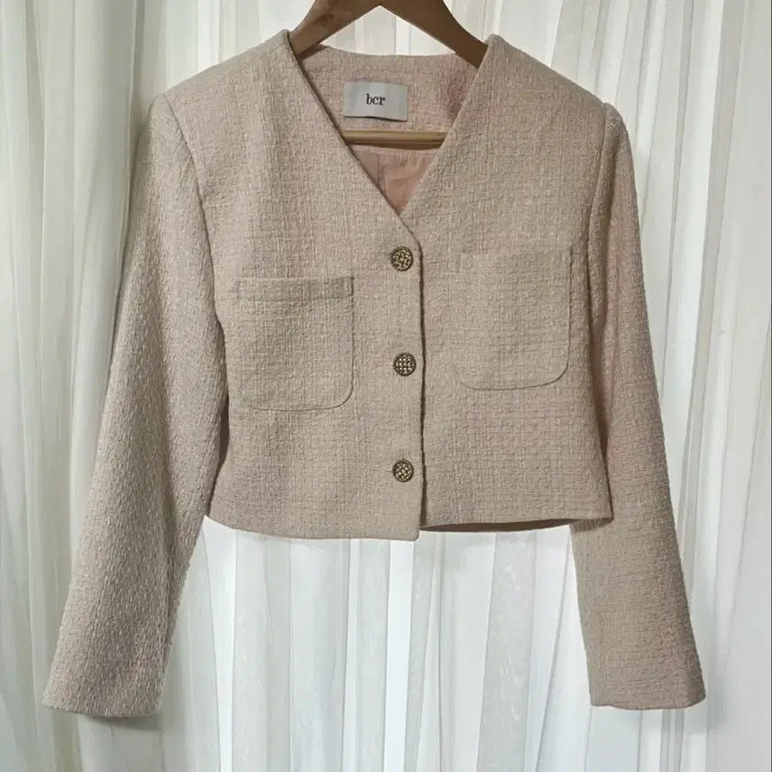 [BUNJANG] V-Neck Tweed Crop Jacket / 브이넥 트위드 크롭 자켓