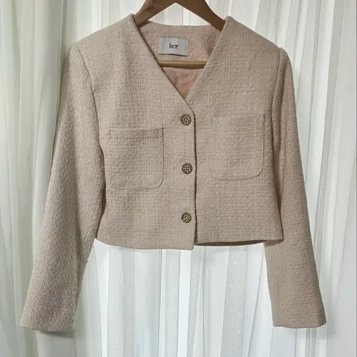 [BUNJANG] V-Neck Tweed Crop Jacket / 브이넥 트위드 크롭 자켓