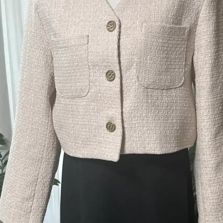 [BUNJANG] V-Neck Tweed Crop Jacket / 브이넥 트위드 크롭 자켓