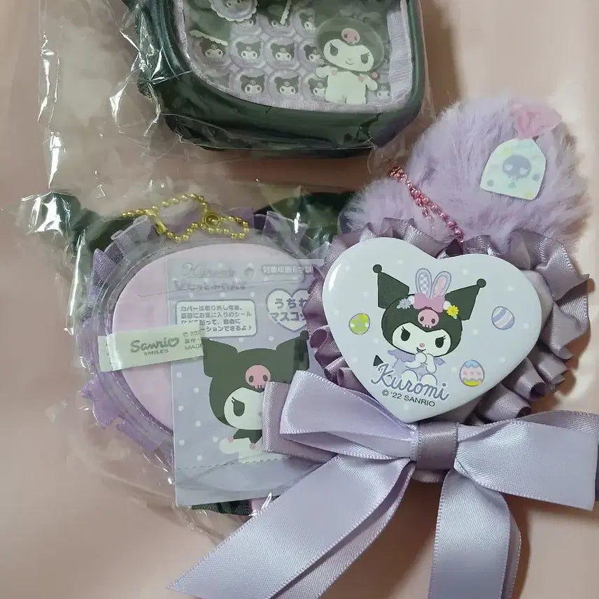 [BUNJANG] Sanrio Kuromi Pittatto Rosette Stick Keyring Holder Bundle Set / 일괄 산리오 쿠로미 피탓토 로제트 로제트 스틱 키링 홀더