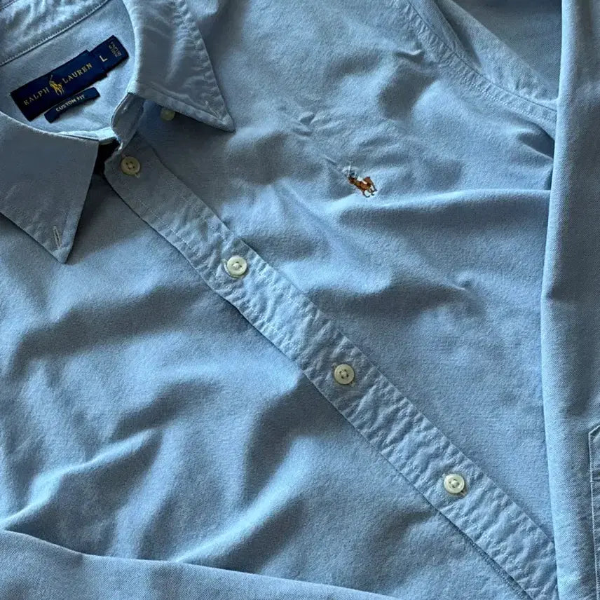 [BUNJANG] Polo Custom Fit Shirt (Sky Blue, L) / 정품) 폴로 하늘색 셔츠L(커스텀핏)