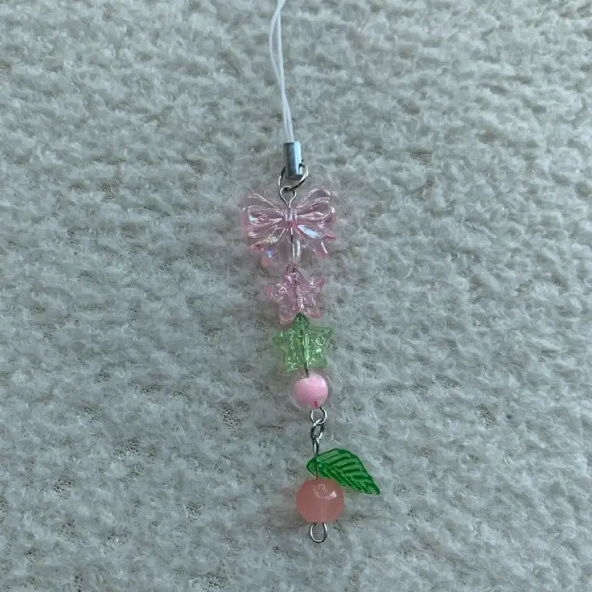 [BUNJANG] Fruit Keychain Set (Cherry, Peach, Lemon) with Star Bead Charm / 과일키링(체리,복숭아,레몬)