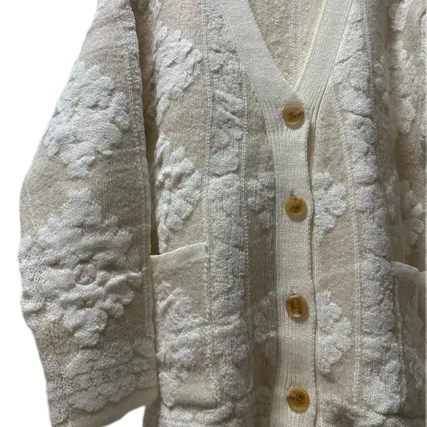 [BUNJANG] Soft Floral Jacquard Cardigan (New) / (새상품) 부드러운 플라워 자카드 가디건 2가지색상