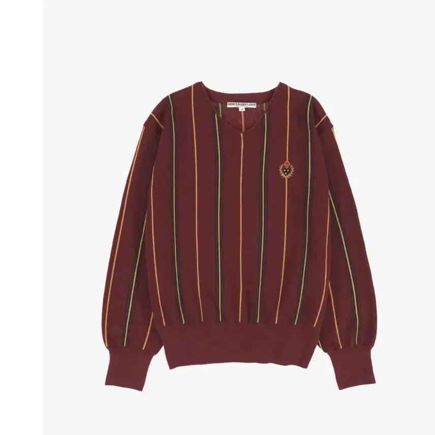 [BUNJANG] Heritagefloss HFC CREST STRIPED V-NECK SWEATER / 헤리티지플로스 HFC CREST STRIPED V-NECK SWEATER
