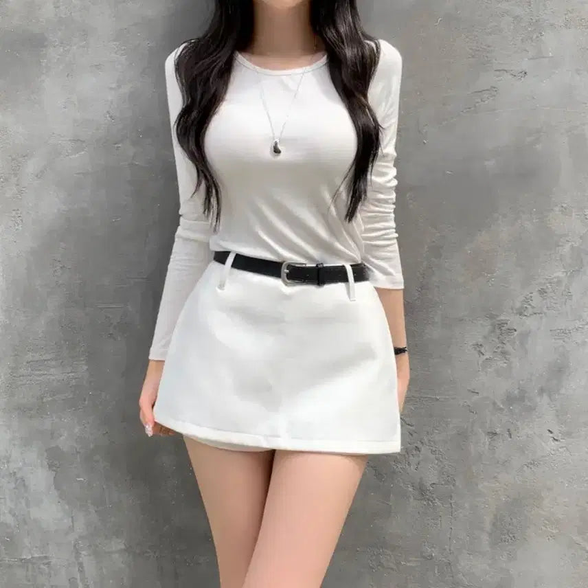 [BUNJANG] [ 새상품 ] A라인 치마 바지 + 벨트 set / [ 새상품 ] A라인 치마 바지 + 벨트 set