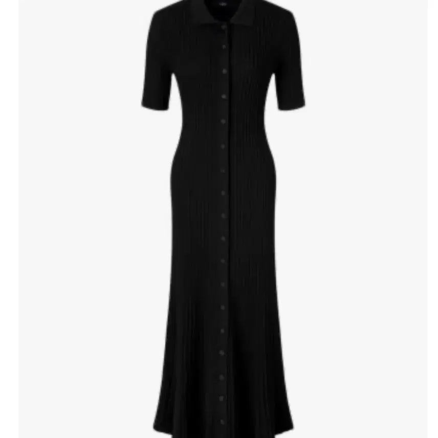 [BUNJANG] orr Pique Knit Long Dress Black / 오르 orr 피케 니트 원피스 블랙