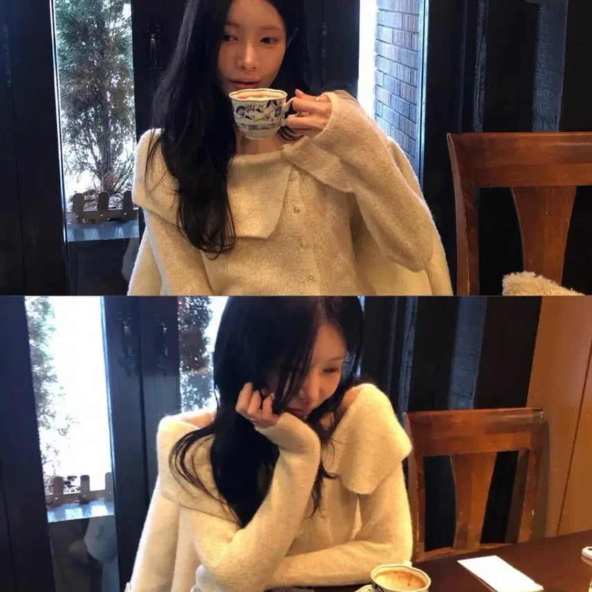 [BUNJANG] Lazy Shop Surm Rietto Noel Ivory Off-Shoulder Knit / 레이지샵 수름 리에뜨 노엘 오프숄더 니트