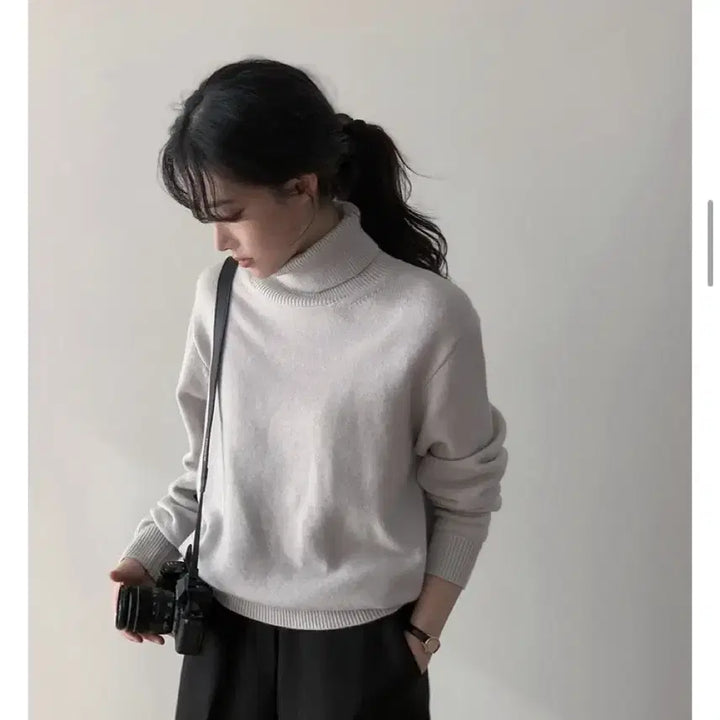 [BUNJANG] Slow and Do-Tom Washable Turtleneck Knit - Snow Gray / [슬로우앤드] 도톰 워셔블 터틀넥니트 - 스노우 그레이
