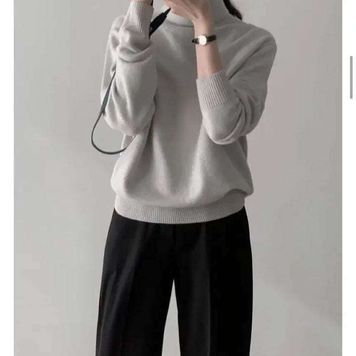 [BUNJANG] Slow and Do-Tom Washable Turtleneck Knit - Snow Gray / [슬로우앤드] 도톰 워셔블 터틀넥니트 - 스노우 그레이