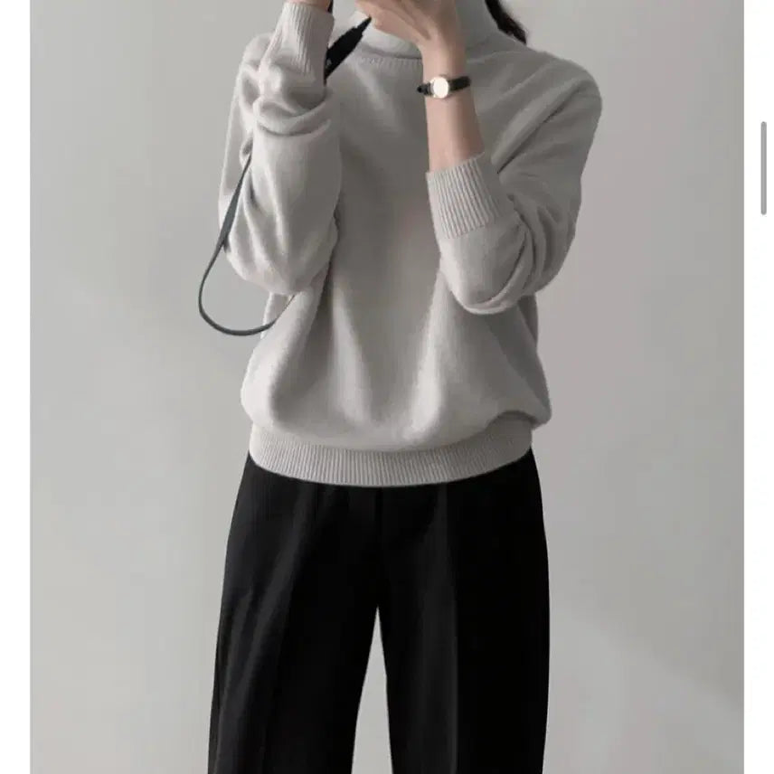 [BUNJANG] Slow and Do-Tom Washable Turtleneck Knit - Snow Gray / [슬로우앤드] 도톰 워셔블 터틀넥니트 - 스노우 그레이