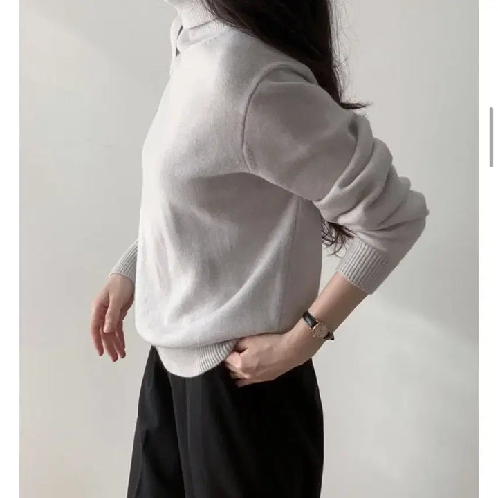 [BUNJANG] Slow and Do-Tom Washable Turtleneck Knit - Snow Gray / [슬로우앤드] 도톰 워셔블 터틀넥니트 - 스노우 그레이