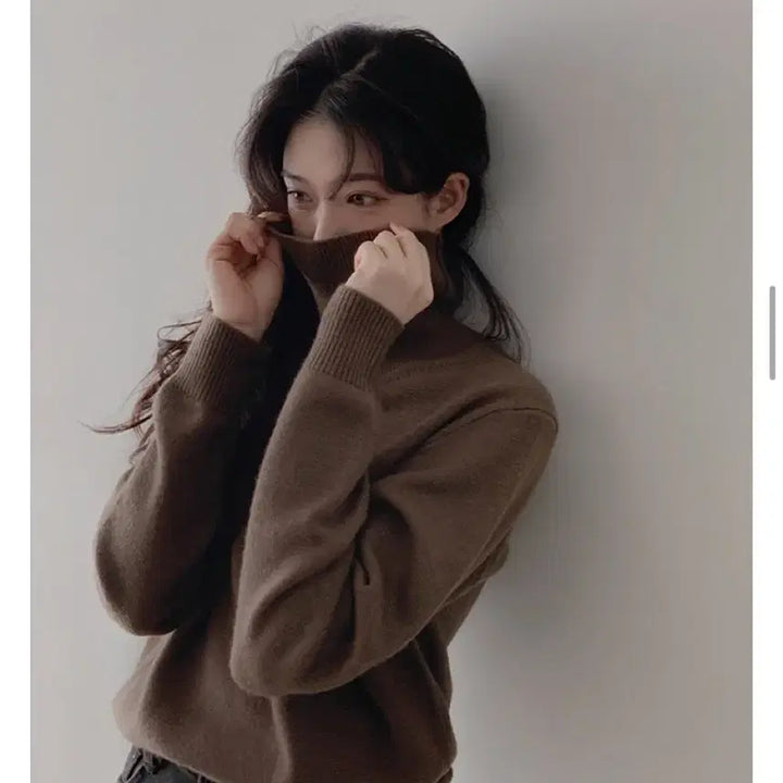 [BUNJANG] Slow & [Washable] Turtleneck Knit - Brown / [슬로우앤드] 도톰 워셔블 터틀넥니트 - 브라운