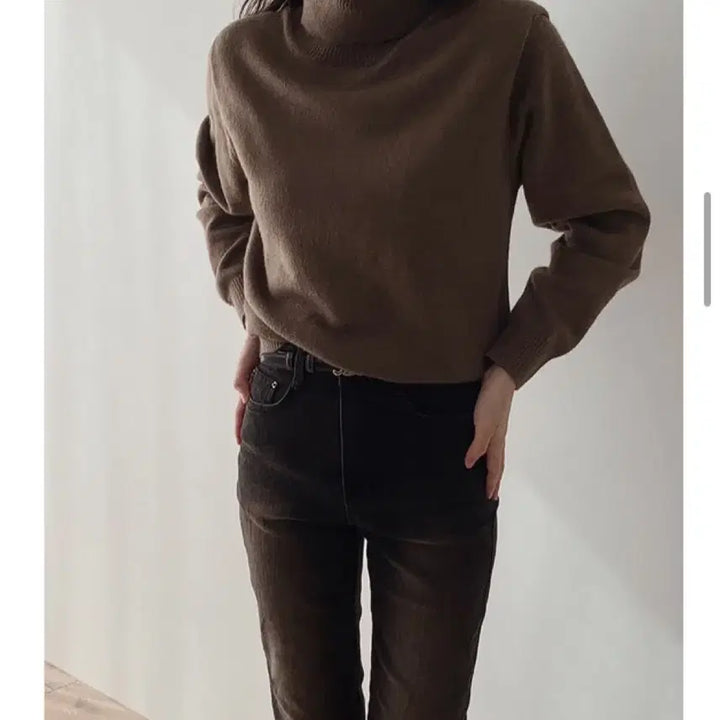 [BUNJANG] Slow & [Washable] Turtleneck Knit - Brown / [슬로우앤드] 도톰 워셔블 터틀넥니트 - 브라운