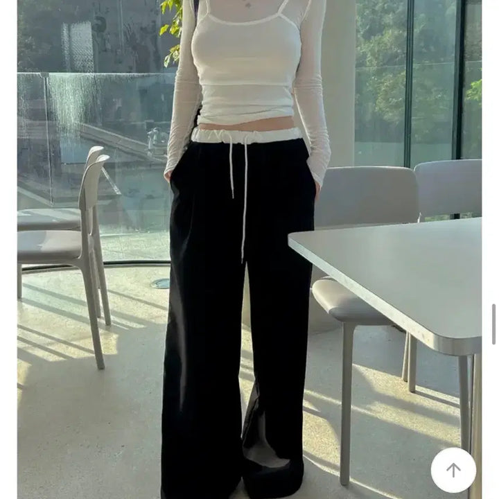 [BUNJANG] Black Wide Slacks Pants / 배색 밴딩 와이드 슬랙스 팬츠 블랙