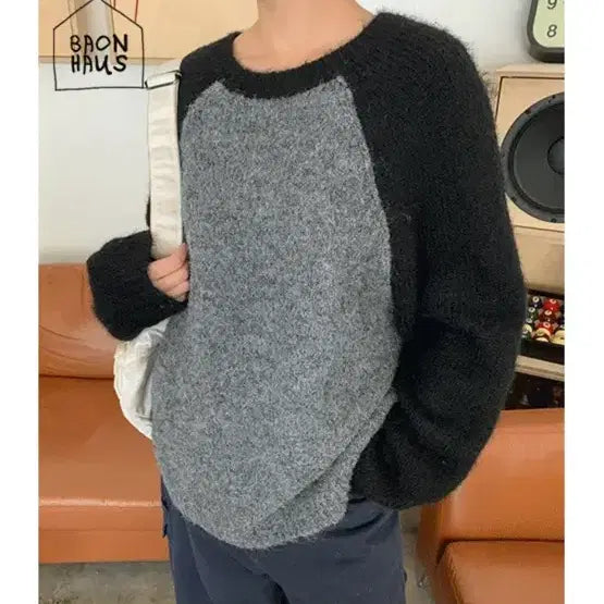 [BUNJANG] BAONHOUSE Raglan Wool Knit / 바온하우스 배색 나그랑 울 니트