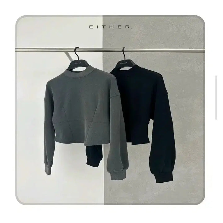 [BUNJANG] EITHER Mock Neck Fleece Sweatshirt - Charcoal / EITHER 이더 모크넥 기모 맨투맨 - 차콜