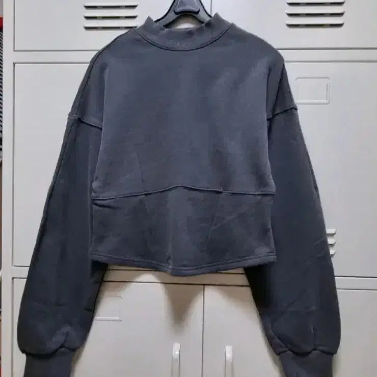 [BUNJANG] EITHER Mock Neck Fleece Sweatshirt - Charcoal / EITHER 이더 모크넥 기모 맨투맨 - 차콜